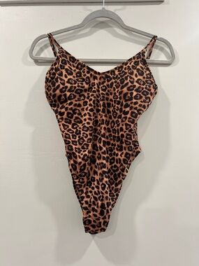 Wild Fable Leopard Print One-Piece Swimsuit - Brown & Black M
